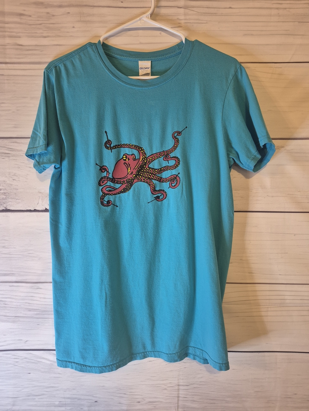 Turquoise Octopus Musical Soft Graphic Tee Medium